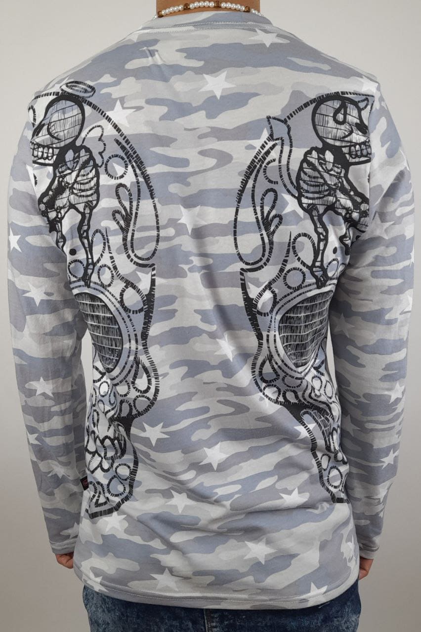 Playera Manga Larga  Calaveras y Diablitos