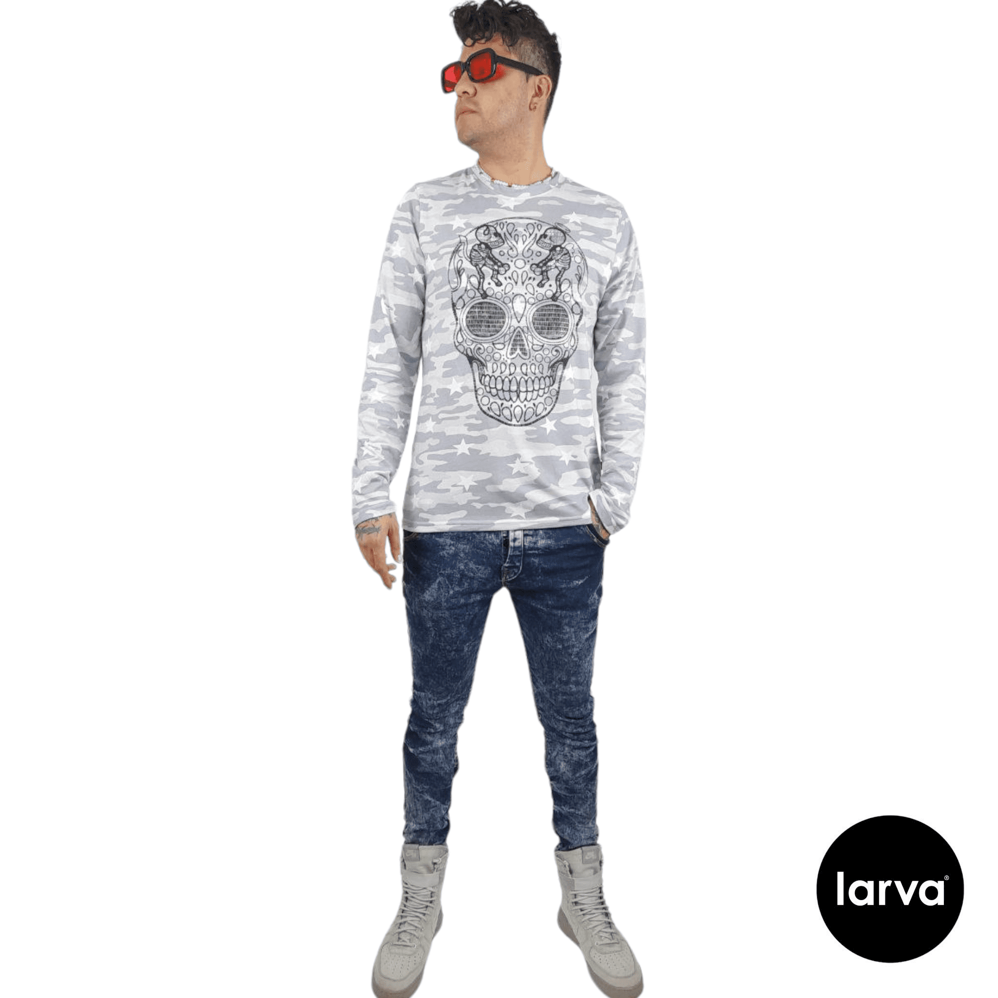 Playera Manga Larga  Calaveras y Diablitos