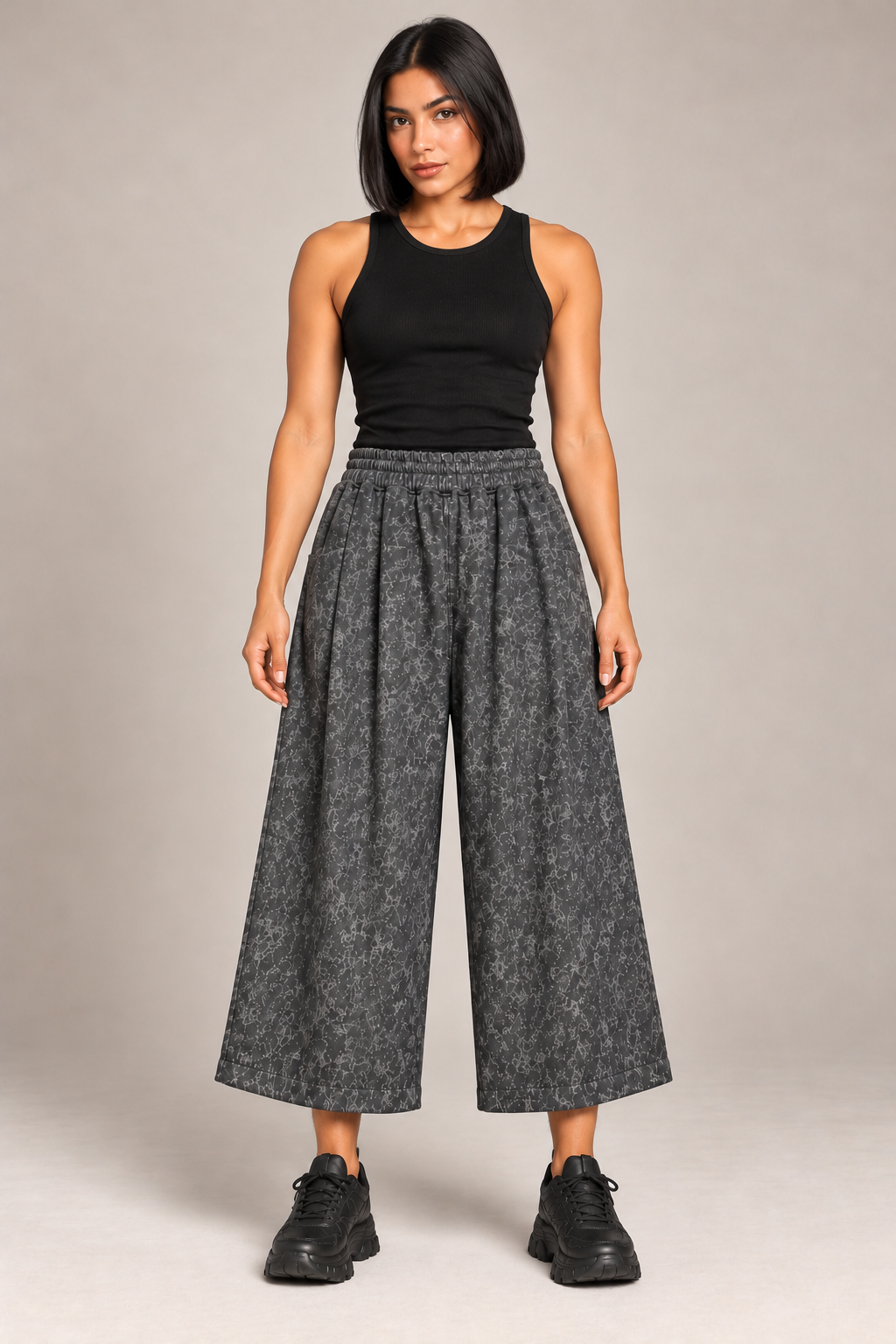 Pants oversize culotte acidwash