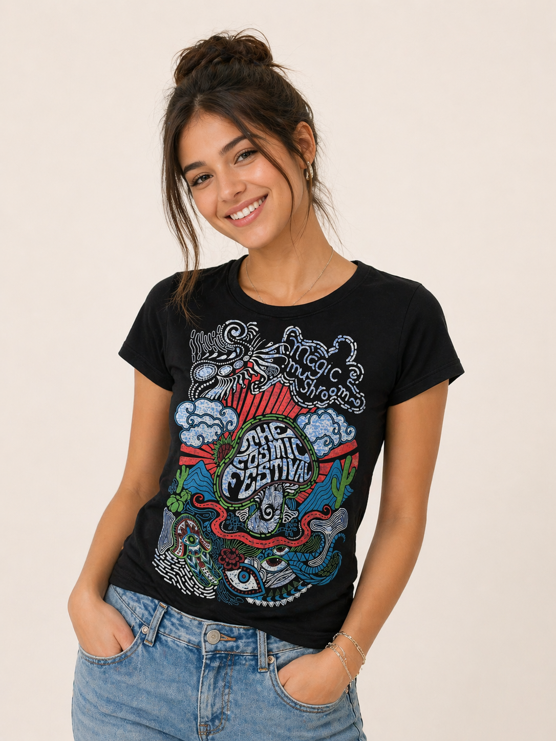 Blusa Negro Cosmic Festival