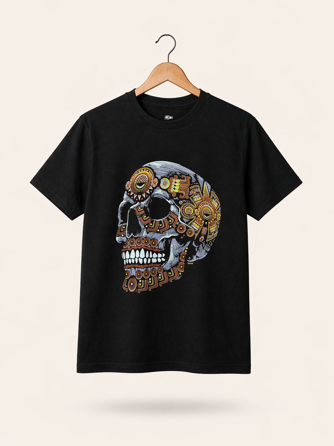 Playera Negro Craneo Ollin
