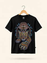 Playera Negro Jaguar Huichol