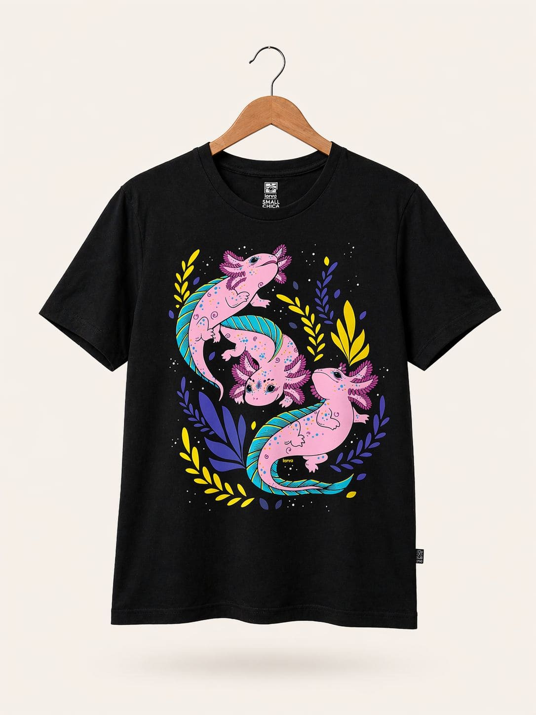 Playera Negro Ajolotes Cosmicos