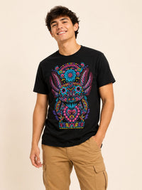 Playera Negro Ajolote Flores