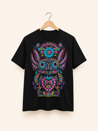 Playera Negra Ajolote Flores
