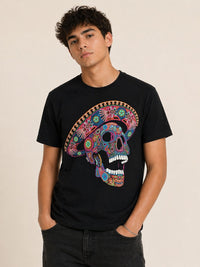 Playera Negro Calavera Mariachi