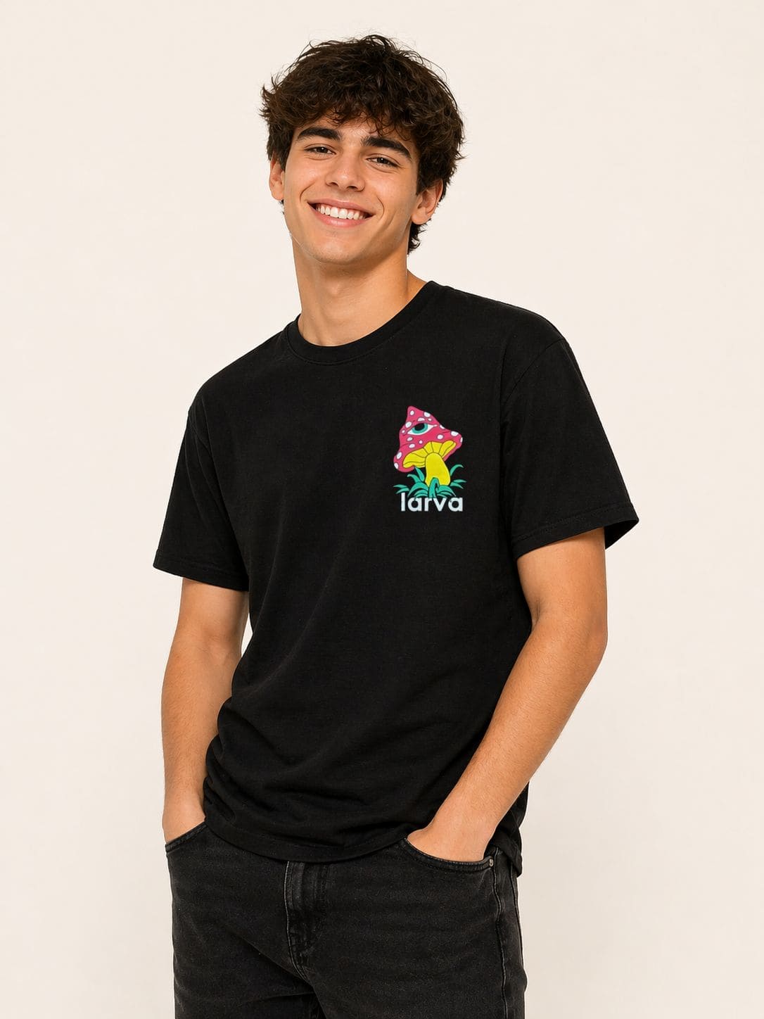 Playera Relaxed Fit Negro Hongo Chill Vibes
