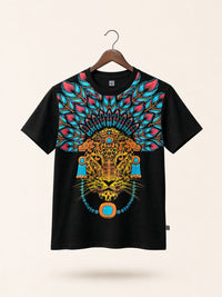 Playera Negro Jaguar Collar Penacho