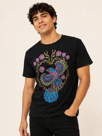 Playera Negro Colibri Corazon Peyote