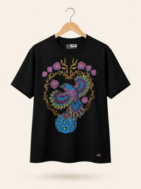 Playera Negro Colibri Corazon Peyote