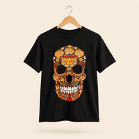 Playera Negro Craneo Cempasuchil