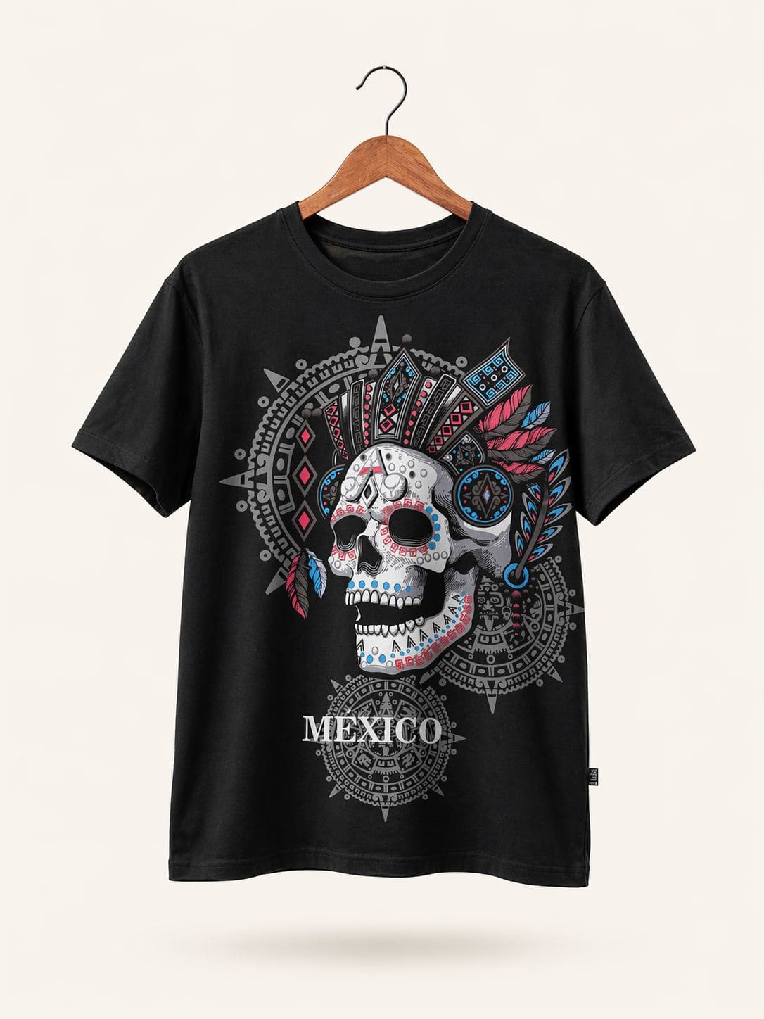 Playera Relaxed Fit Negro Craneo Prehispanico
