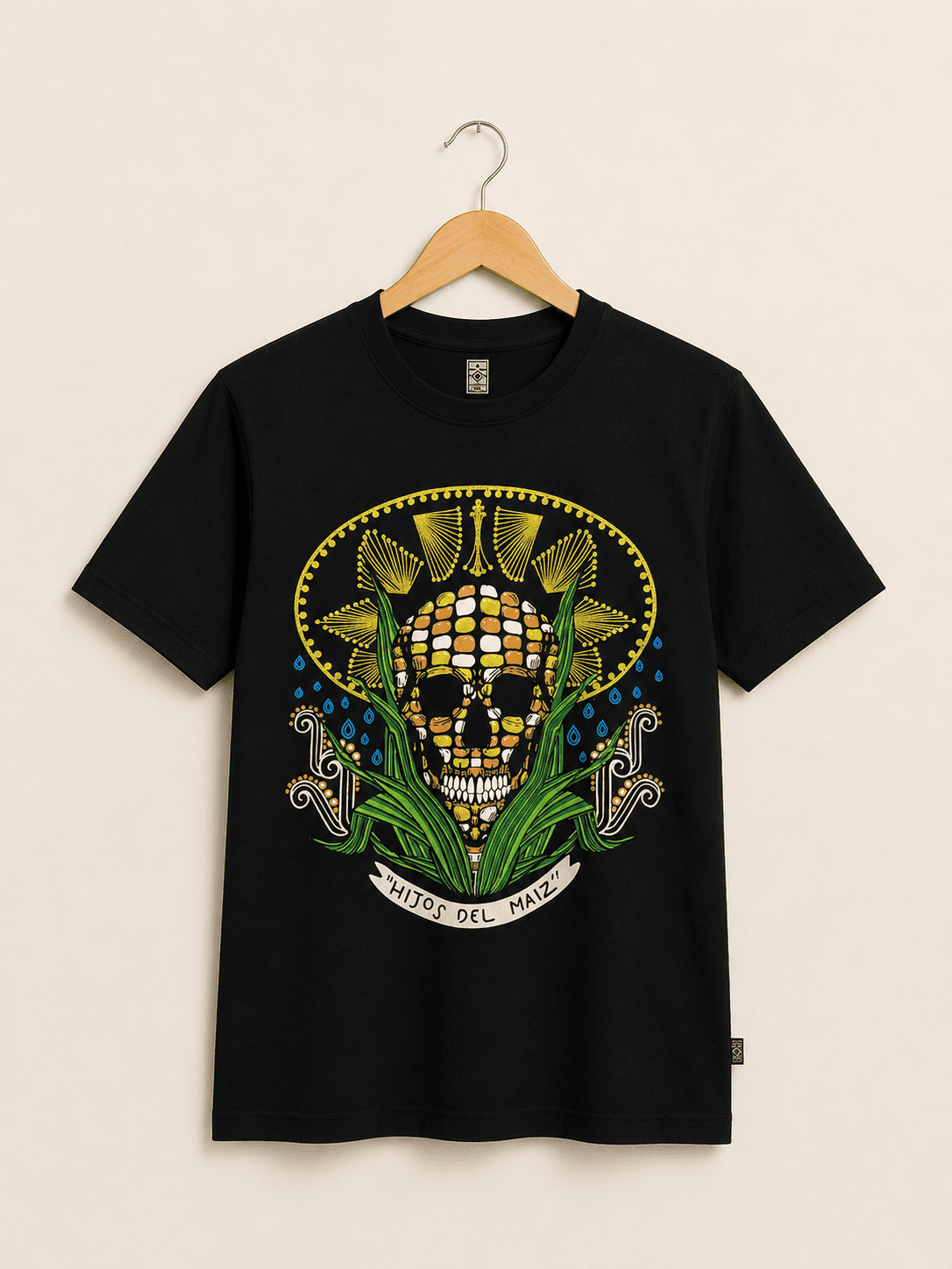 Playera Negro Craneo Hijos Del Maiz