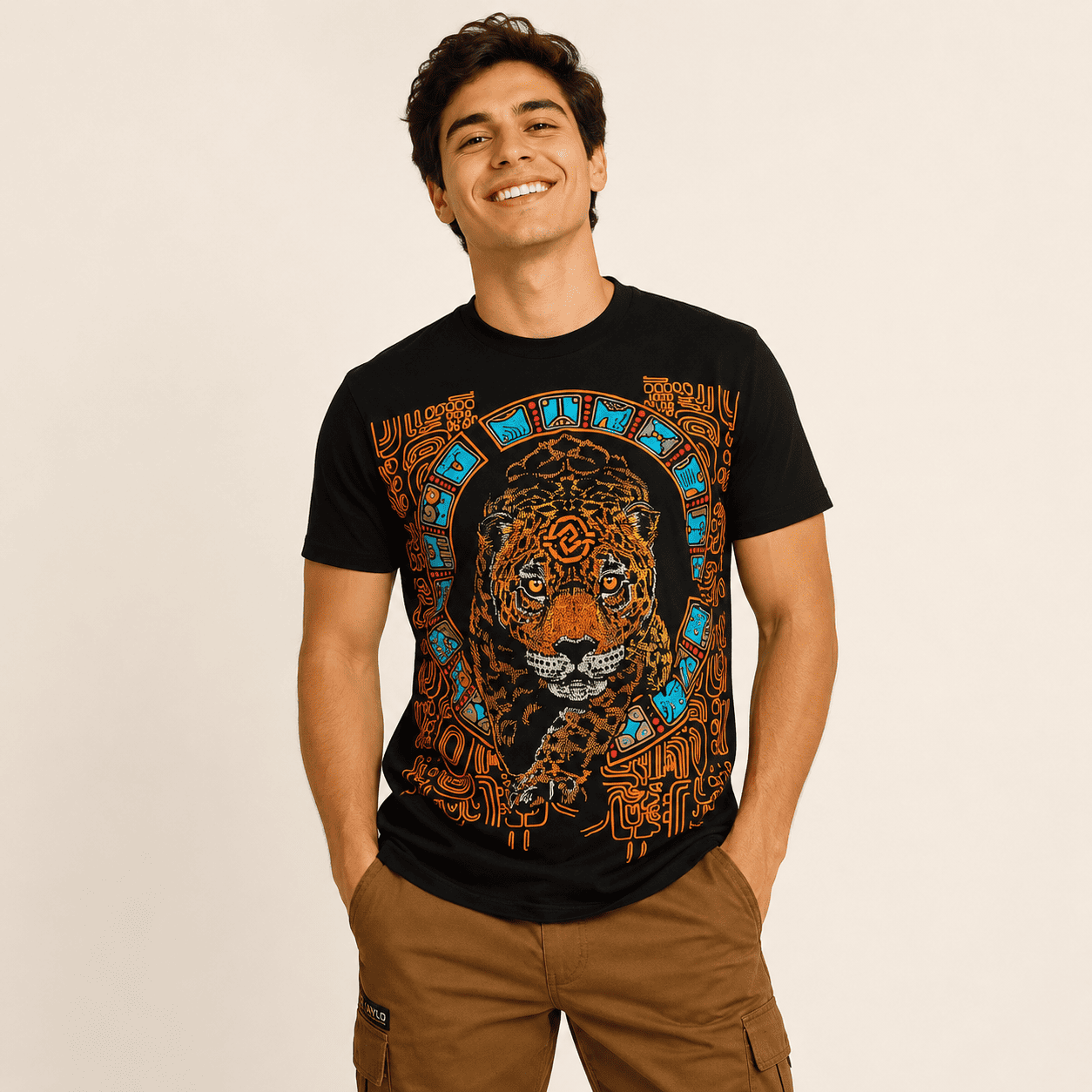 Playera Negro Jaguar Maya