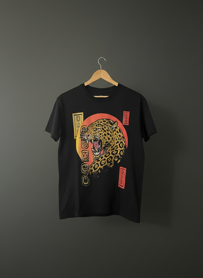 Playera Negro Jaguar Mural