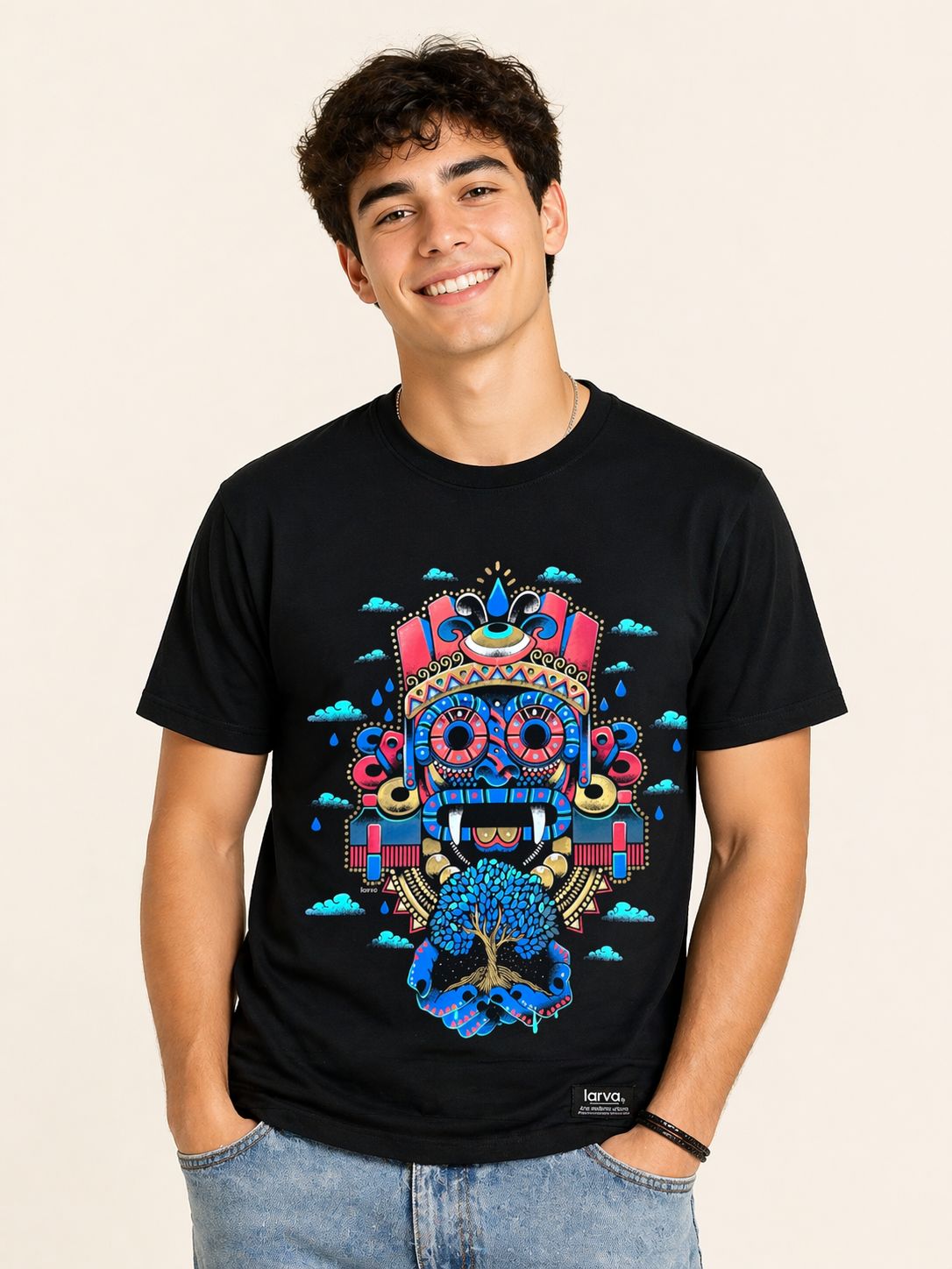Playera Negro Lluvia Tlaloc