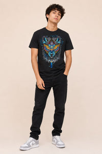 Playera Negro Lobo Constelaciones