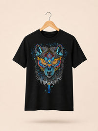 Playera Negro Lobo Constelaciones