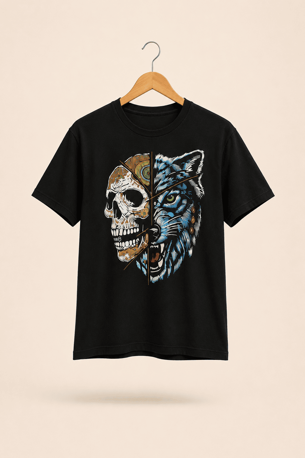 Playera Negro Lobo De Craneo