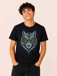 Playera Negro Lobo Mascara Cosmo