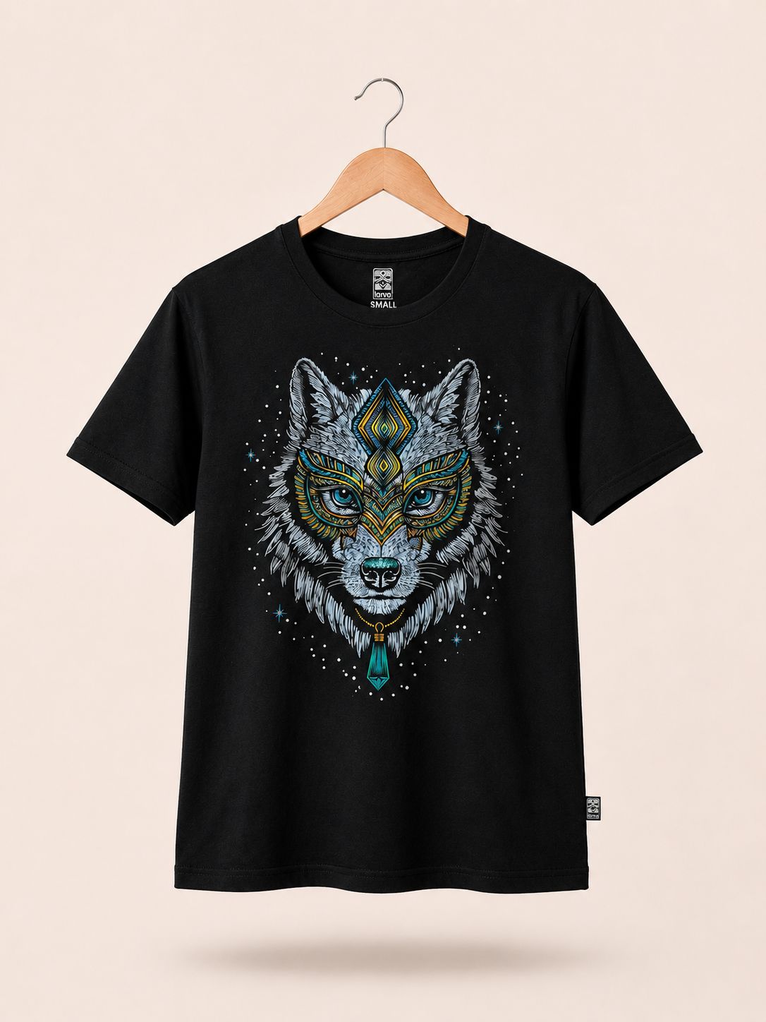 Playera Negro Lobo Mascara Cosmo