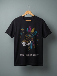Playera Negro Lobo Run Free