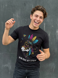 Playera Negro Lobo Run Free