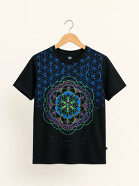 Playera Negro Flor De La Vida Psicodelico