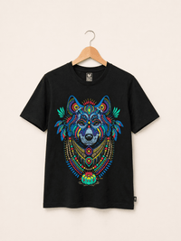 Playera Negro Peyote Lobo