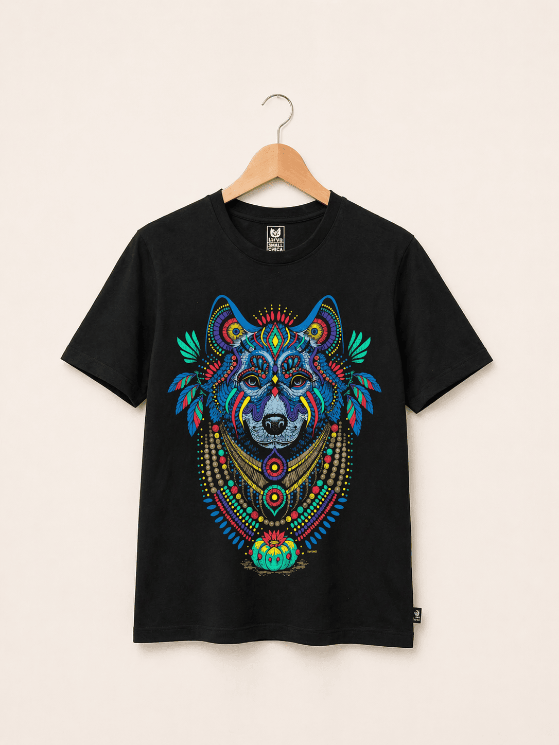 Playera Negro Peyote Lobo