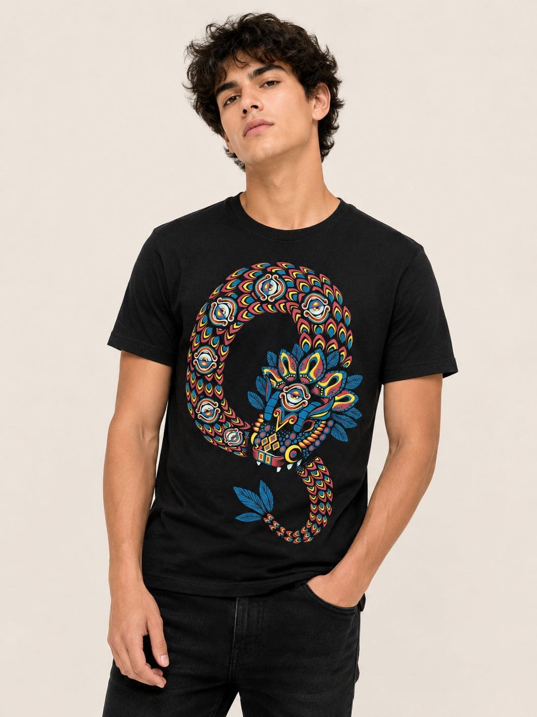 Playera Negro Quetzalcoatl Ollin