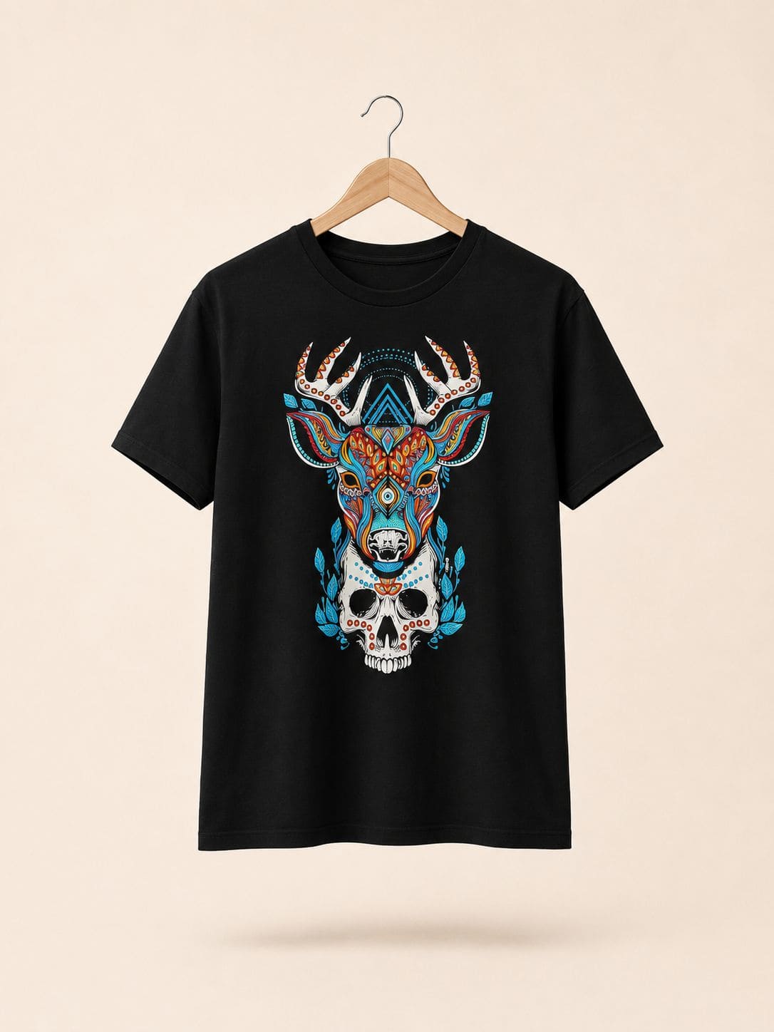 Playera Negro Venado Craneo Navajo