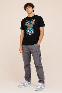 Playera Negro Venado Craneo Navajo