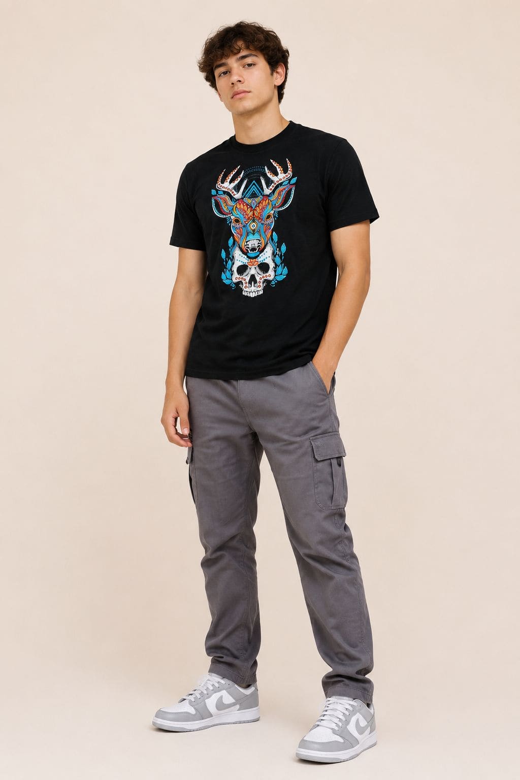 Playera Negro Venado Craneo Navajo