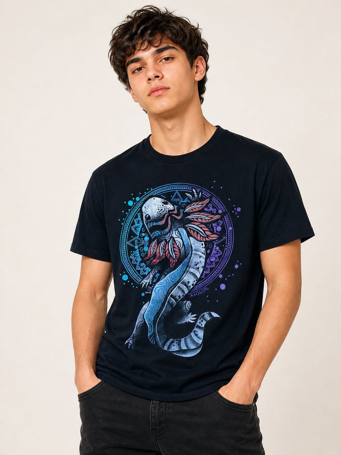 Playera Negro Axolotl Psy