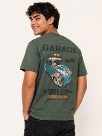 Playera Verde Militar Garage Rat