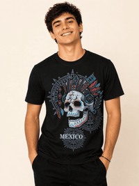 Playera Relaxed Fit Negro Craneo Prehispanico