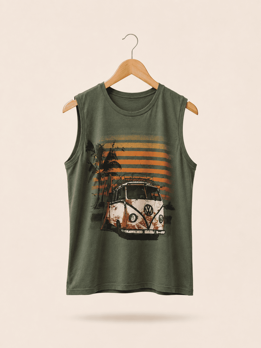 Camiseta Verde Militar Combi Surfing
