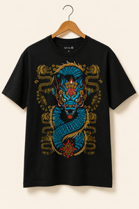 Playera Dragón y Quetzalcoatl | Arte Místico Japonés | Larva México