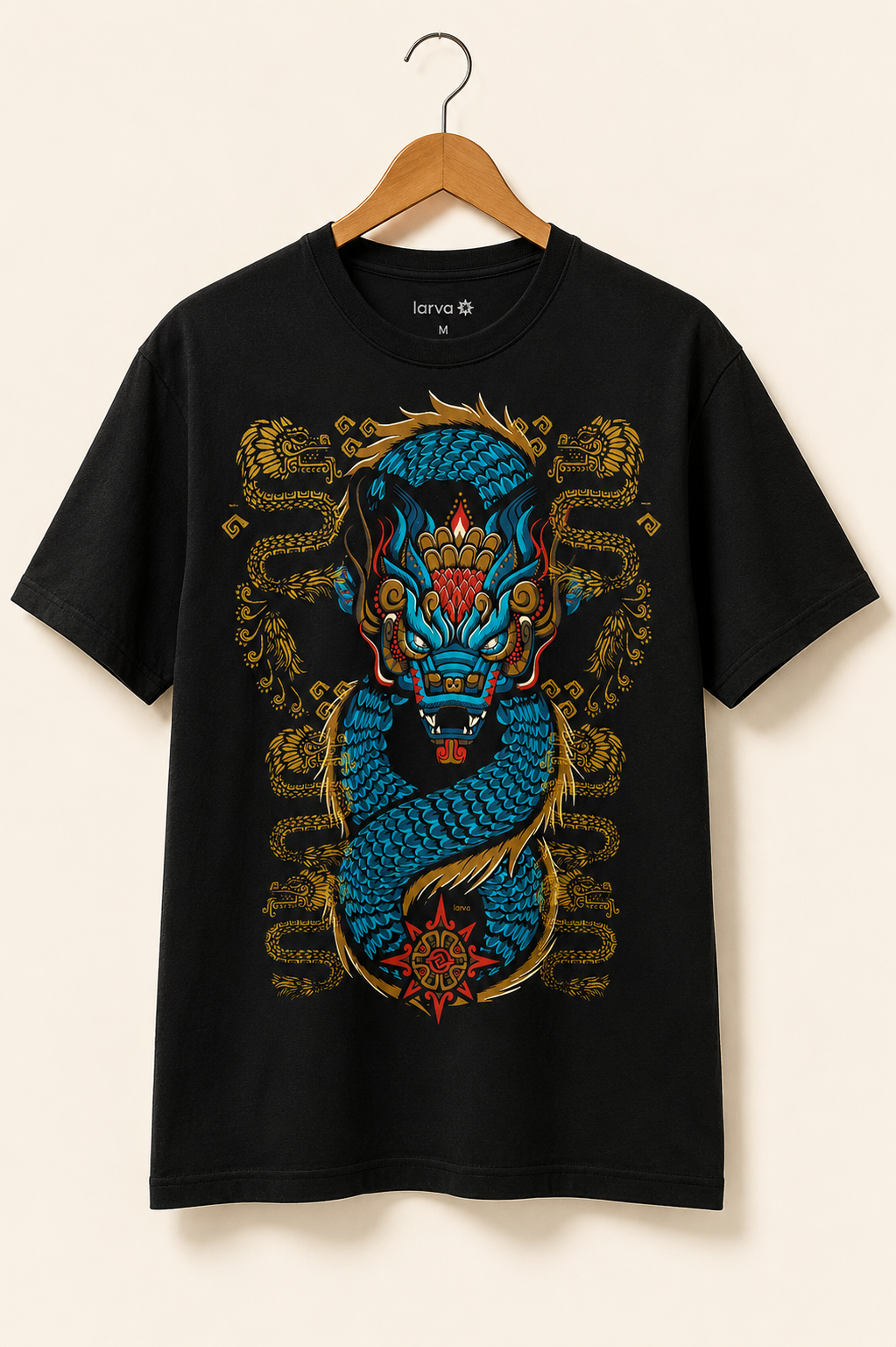 Playera Dragón y Quetzalcoatl | Arte Místico Japonés | Larva México