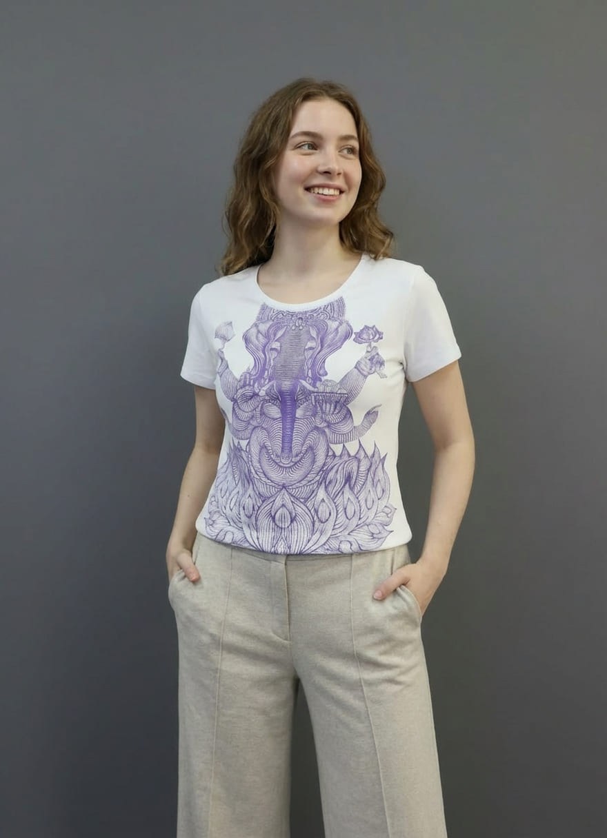 Blusa Crop Blanco Loto De Ganesh