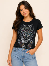 Blusa Negro Lobo Blanco Huichol