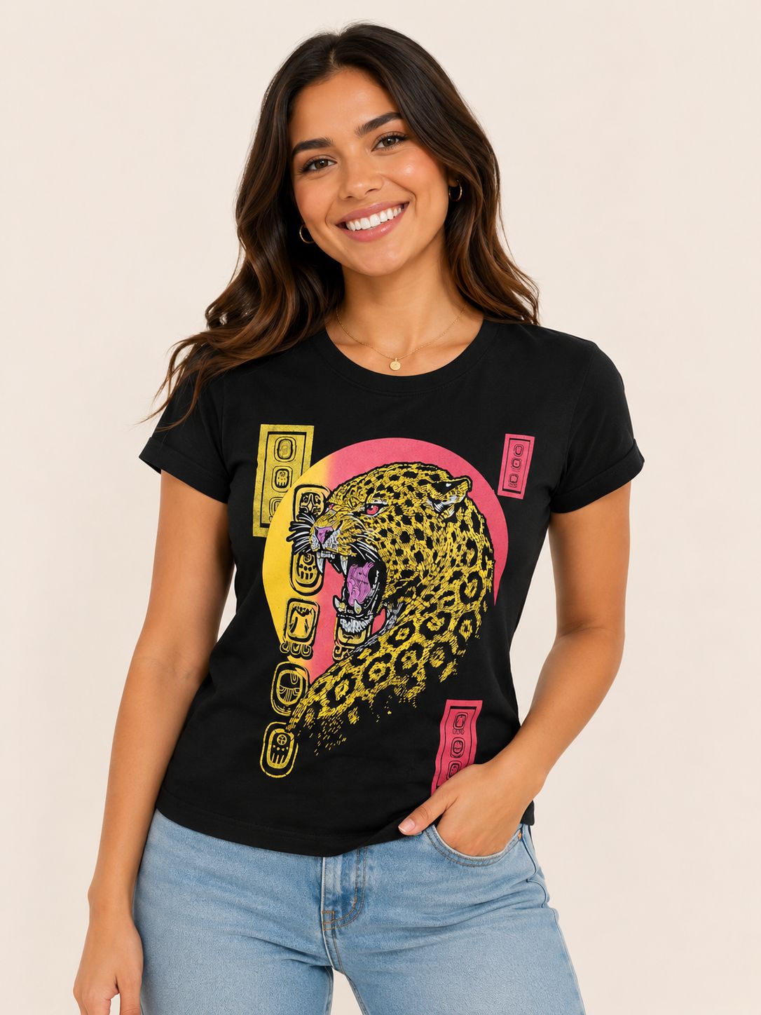 Blusa Negro Jaguar Mural