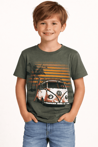 Playera Niño Verde Militar Combi Surfing