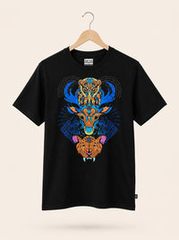 Playera Relaxed Fit Negro Totem Cosmico Huichol