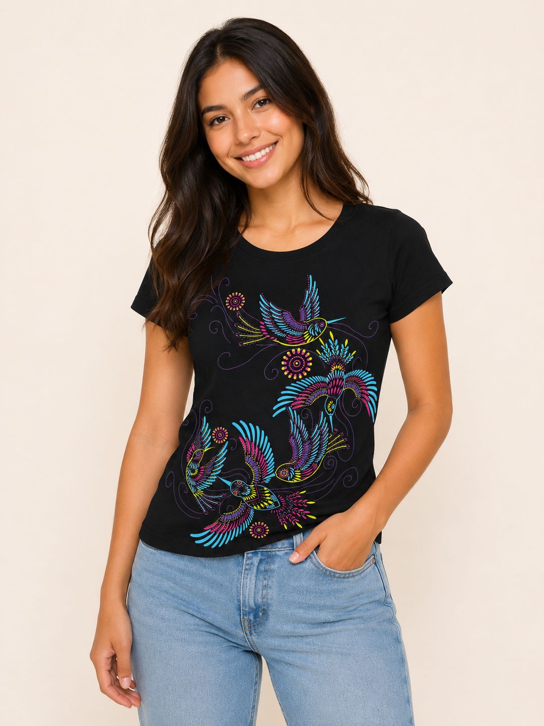 Blusa Negro Pajaritos