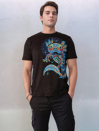PLAYERA AXOLOTE MANDALA HUICHOL