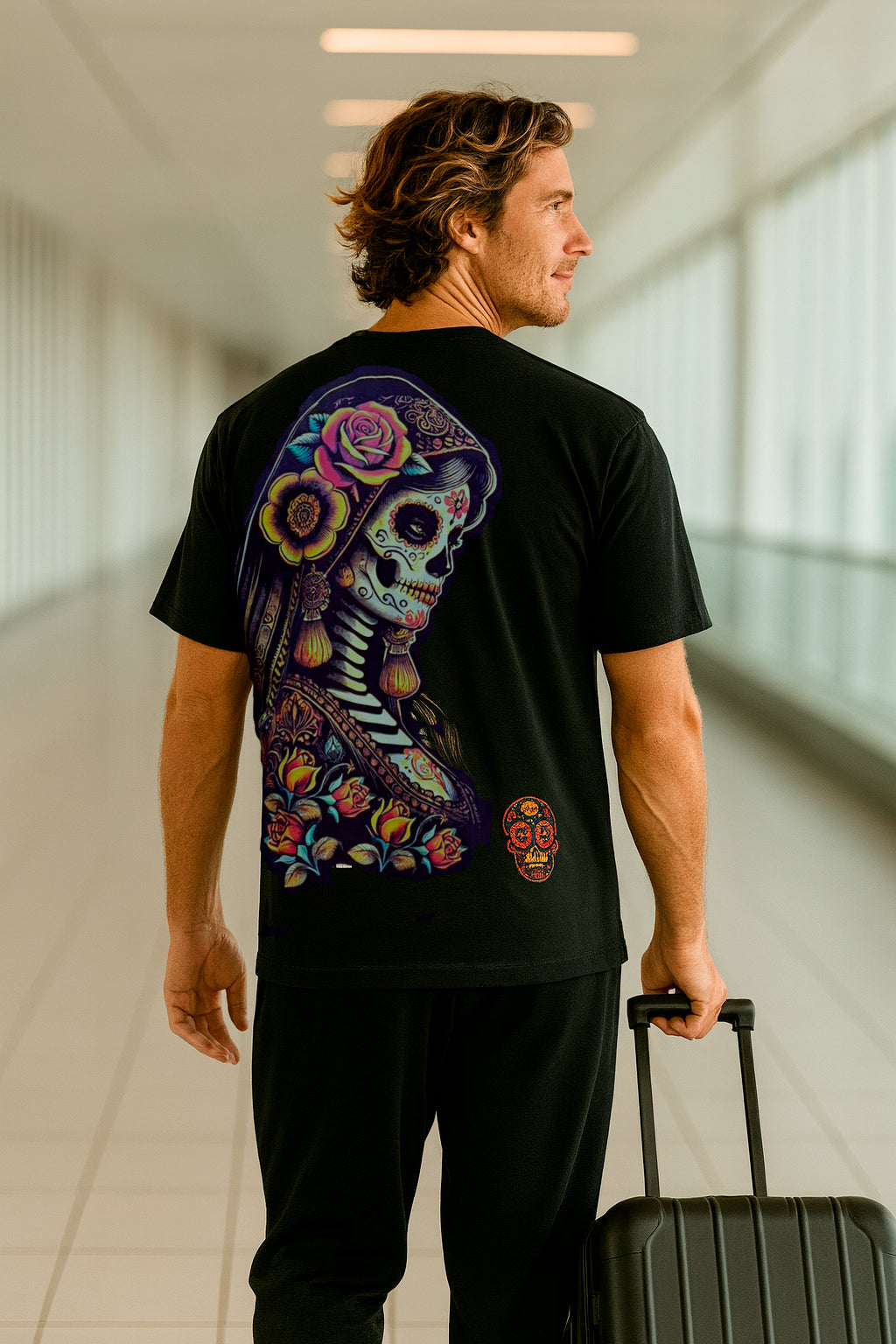Playeras de calavera color negra manga corta