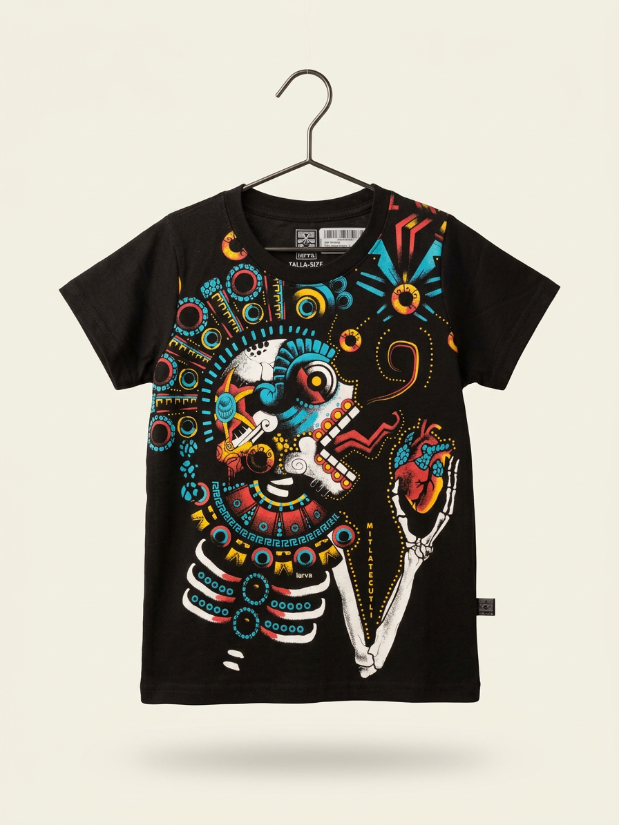 Playera Niño Negro Mictlantecuhtli