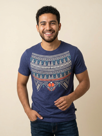 Playera Azul Jaspe Tribal Navajo